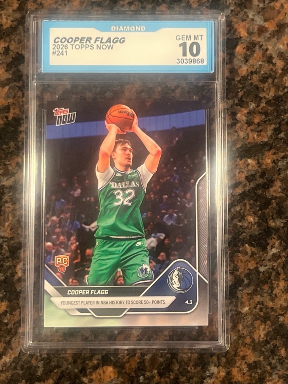 Cooper Flagg Topps Now Basketball Rookie #24 Graded 10